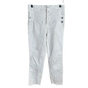 J Brand Natasha High Rise Skinny Jean Raw Hem Button Fly Womens 29 White Stretch